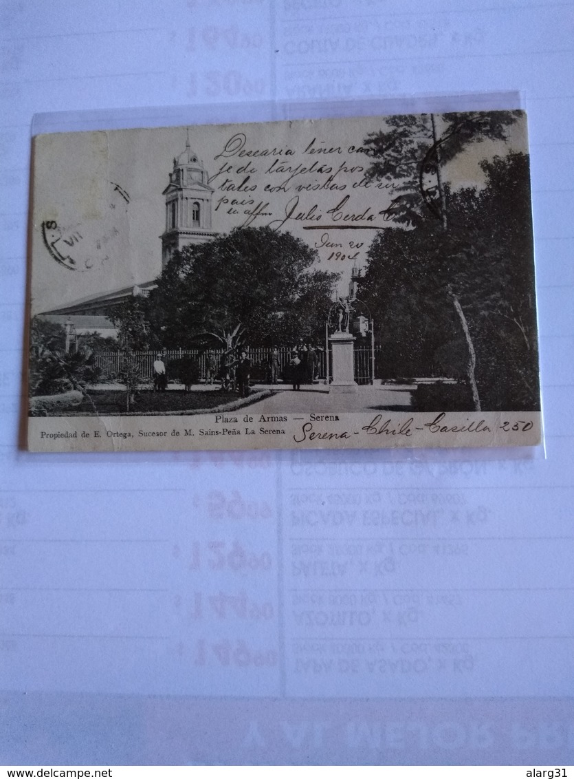 Chile Serena  Postcard Church& Central Plaza - Chile