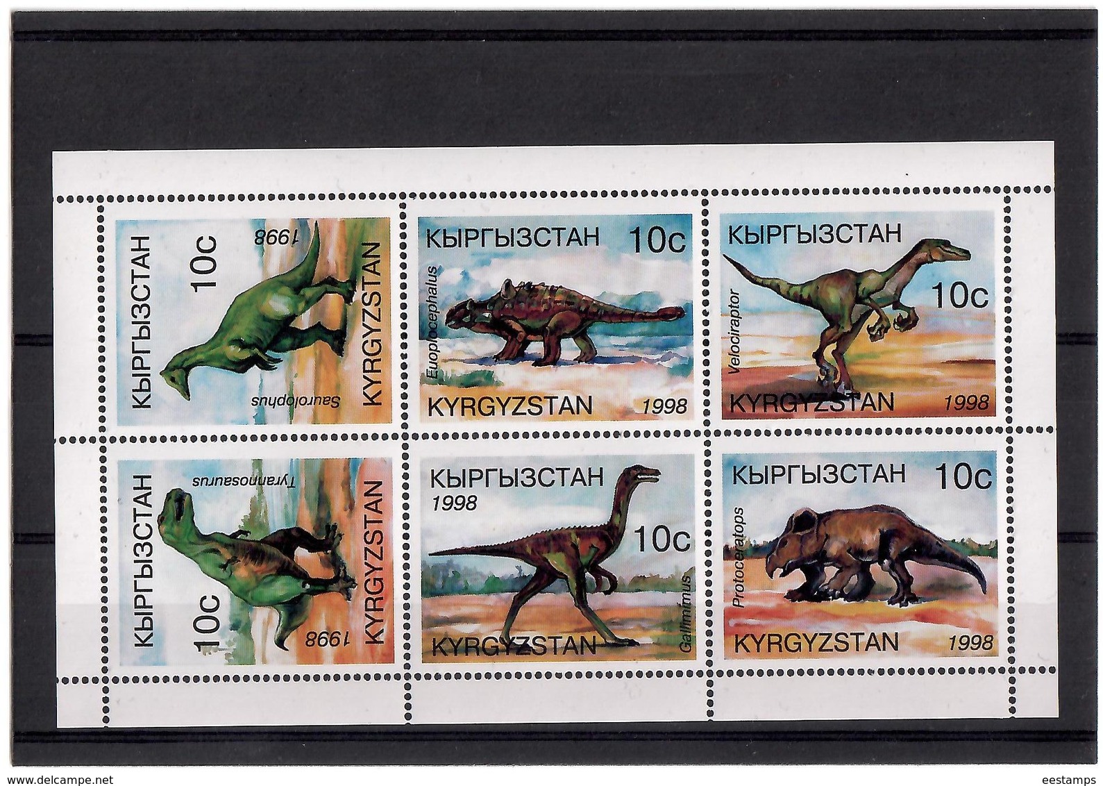 Kyrgyzstan.1998 Dinosaurs. Sheetlet Of 6v X 10c    Michel # 147-52 KB - Kirgisistan