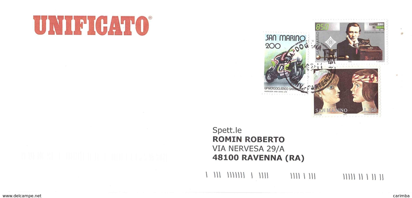 LETTERA X ITALY CON FRANCOBOLLO GP MOTOCICLISMO SAN MARINO - Briefe U. Dokumente