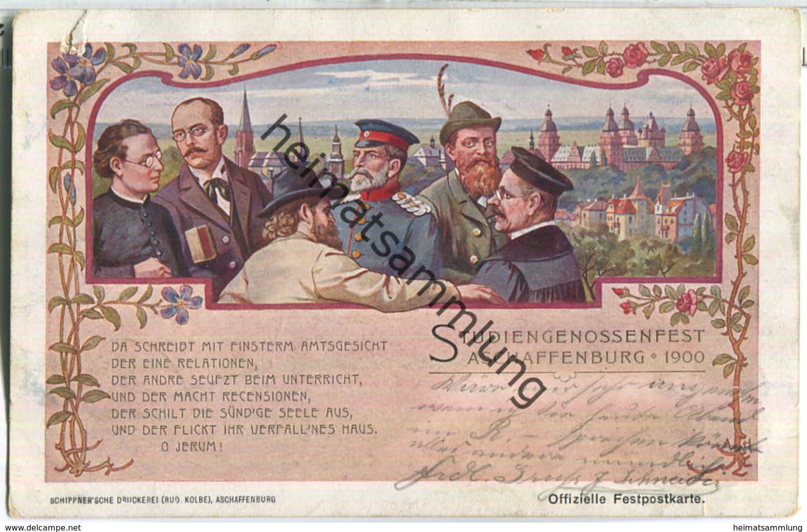 Aschaffenburg - Studiengenossenfest 1900 - Verlag Schippner'sche Druckerei Rud. Kolbe Aschaffenburg - Aschaffenburg