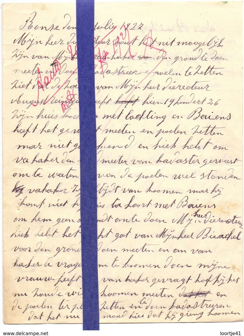 Brief Lettre - Remi Leprez  Renaix Ronse - Naar Kadaster 1927 + Brief Met Antwoord - Non Classés