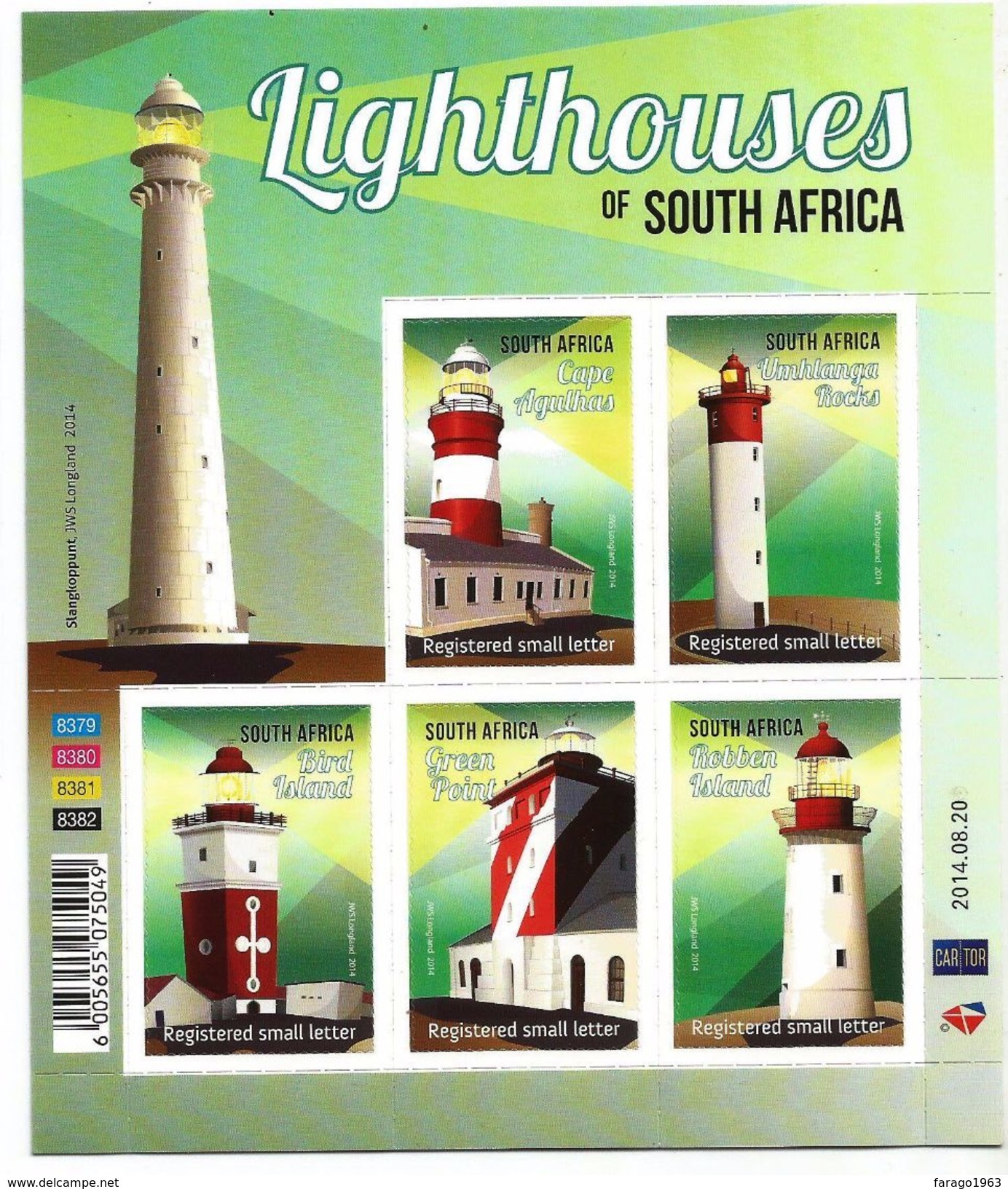 2014 South Africa Lighthouse Miniature Sheet Of 5 MNH - Phares