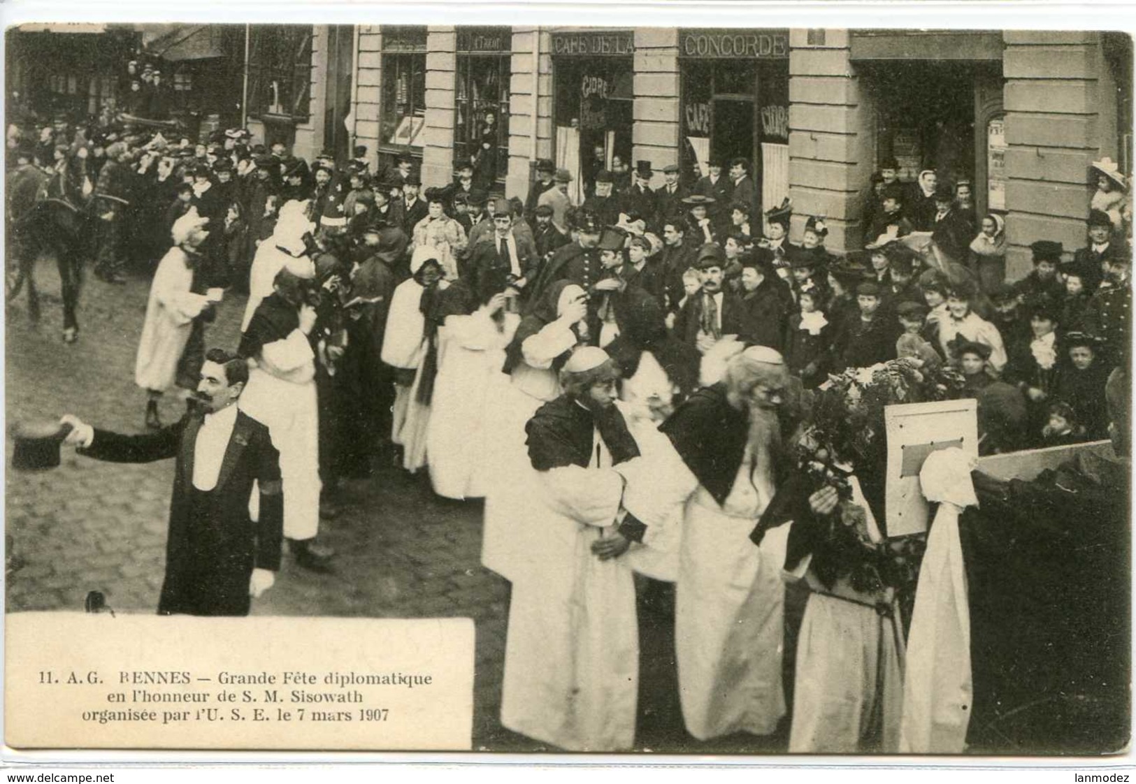 Dpt 35 Rennes Fete Diplomatique En L Honneur De SM Sisowath Organisee Par USE Le 7 Mars 1907 Sans No Ed HAG Animee 1907 - Rennes