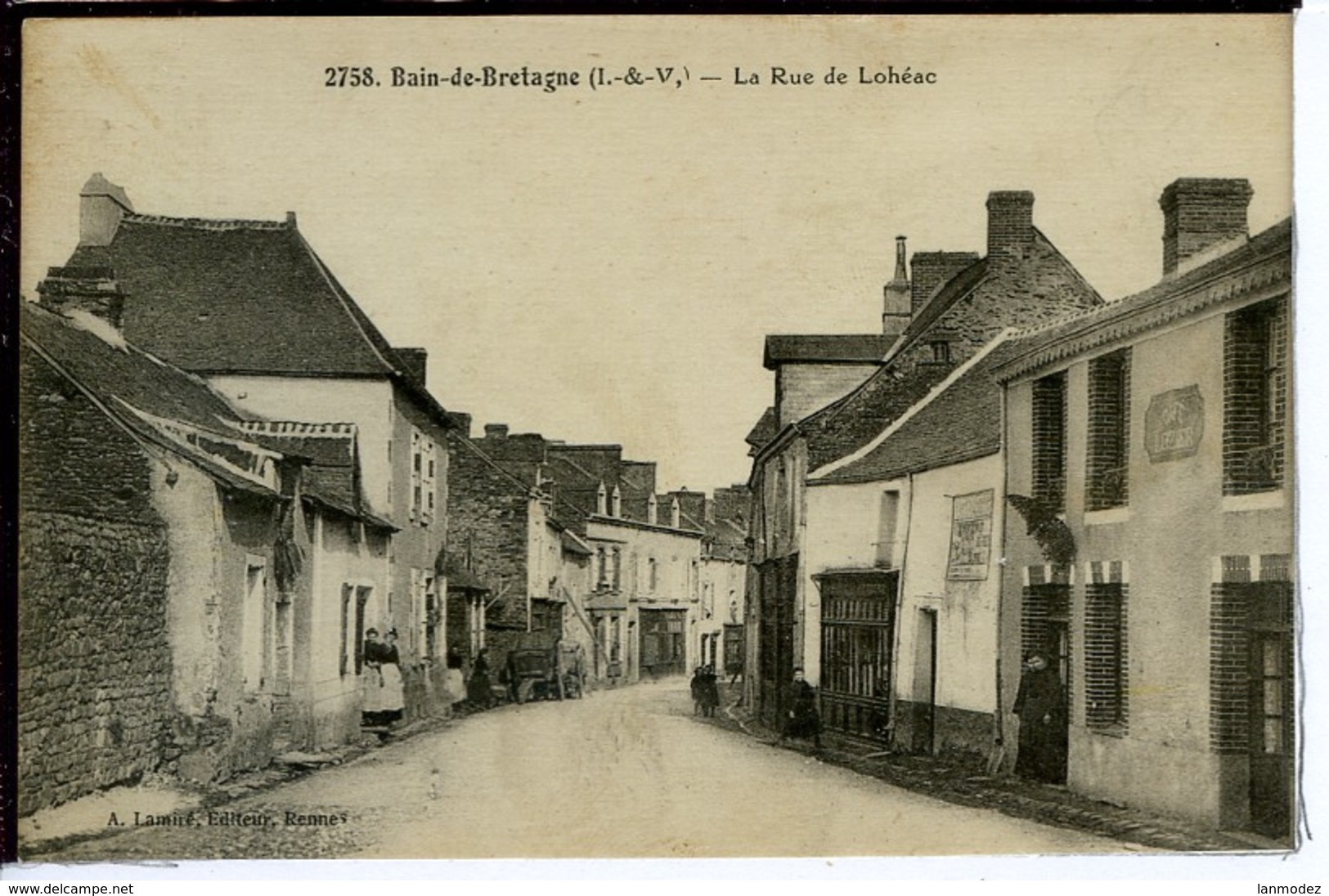 Dpt 35 Bain De Bretagne La Rue De Loheac Animee 1910 Neuve BE - Autres & Non Classés