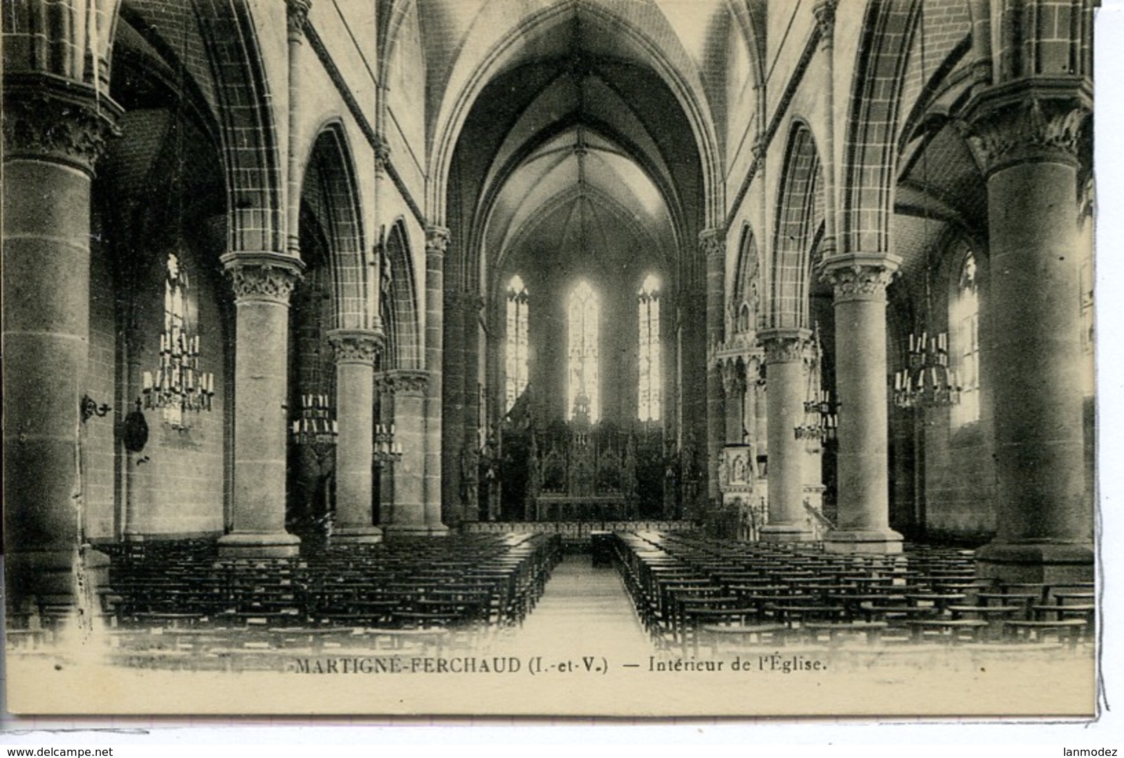 Dpt 35 Martigne-Ferchaud Interieur De L Eglise 1932 EV BE - Autres & Non Classés