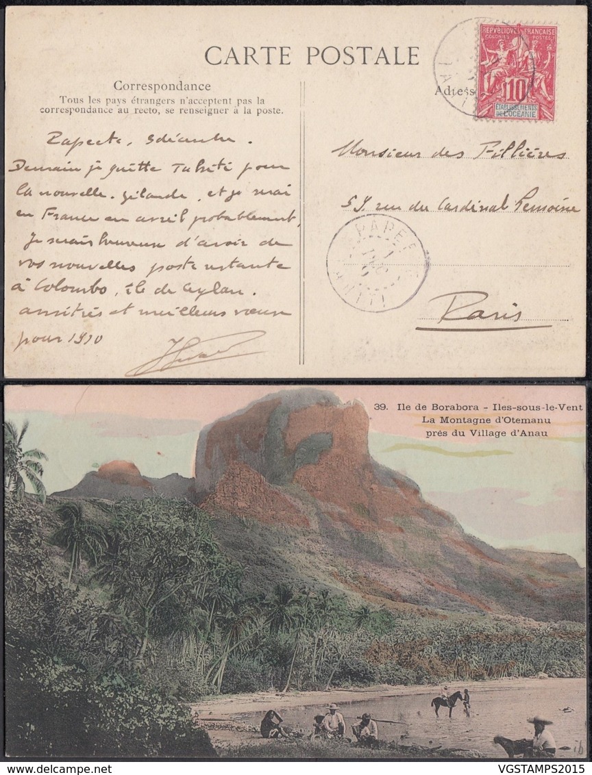 OCEANIE Yv 15 SUR CP "ILE DE BORABORA " 1910 (5G) DC-MV462 - Covers & Documents