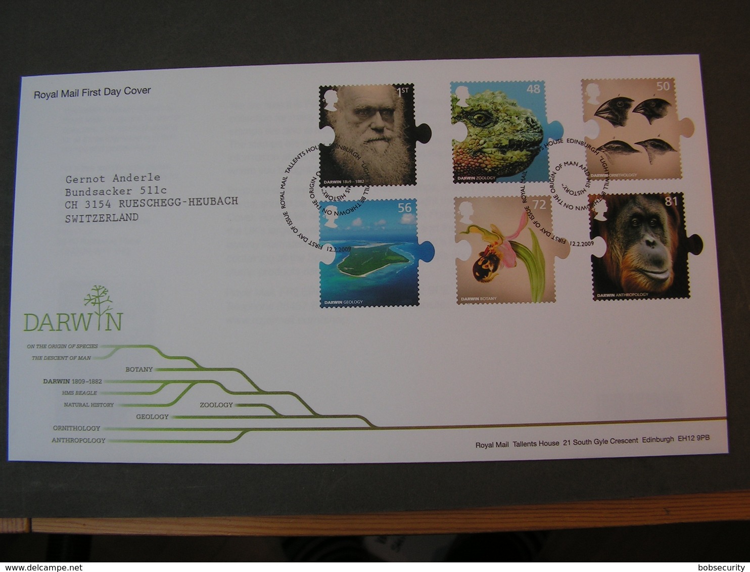 GB FDC 2008  Darwin  2707-2712 - 2001-2010 Decimal Issues