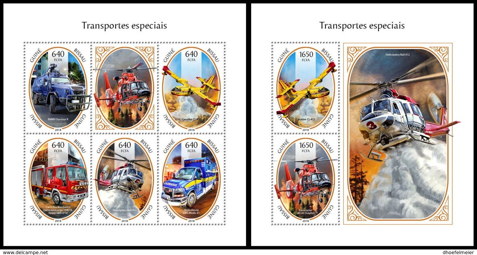 GUINEA BISSAU 2018 **MNH Helicopter Hubschrauber Special Transport M/S+S/S - OFFICIAL ISSUE - DH1846 - Hélicoptères