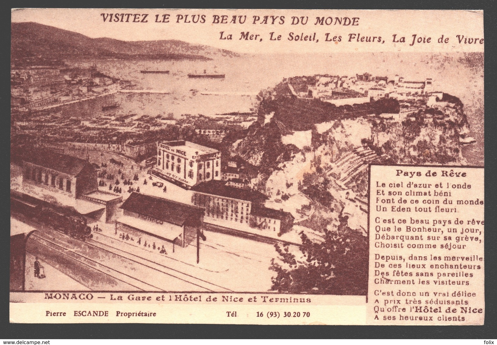 Monaco / Principauté De Monaco - Carte Postale De L'Hôtel De Nice - Visitez Le Plus Beau Pays Du Monde - Pub. - Hôtels