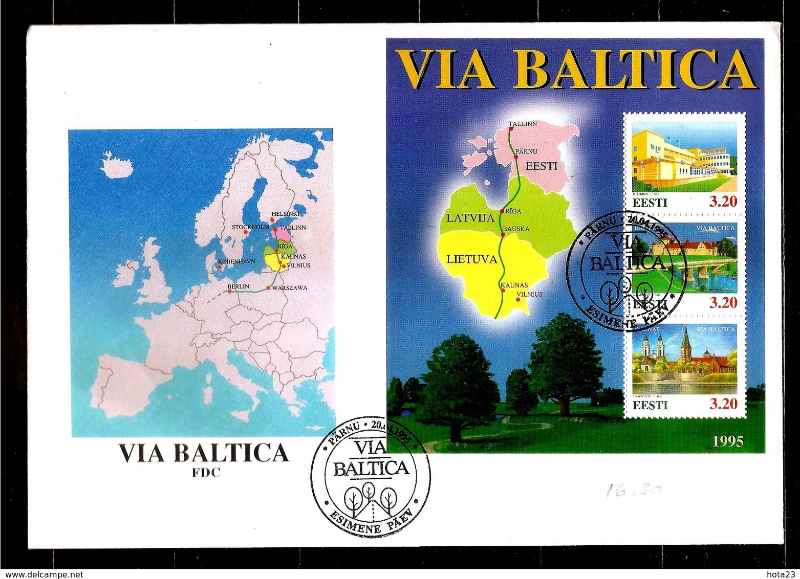 ESTONIA  1995, Via Baltica, Souvenir Sheet,  Mi# Bl. Block FDC - Estland