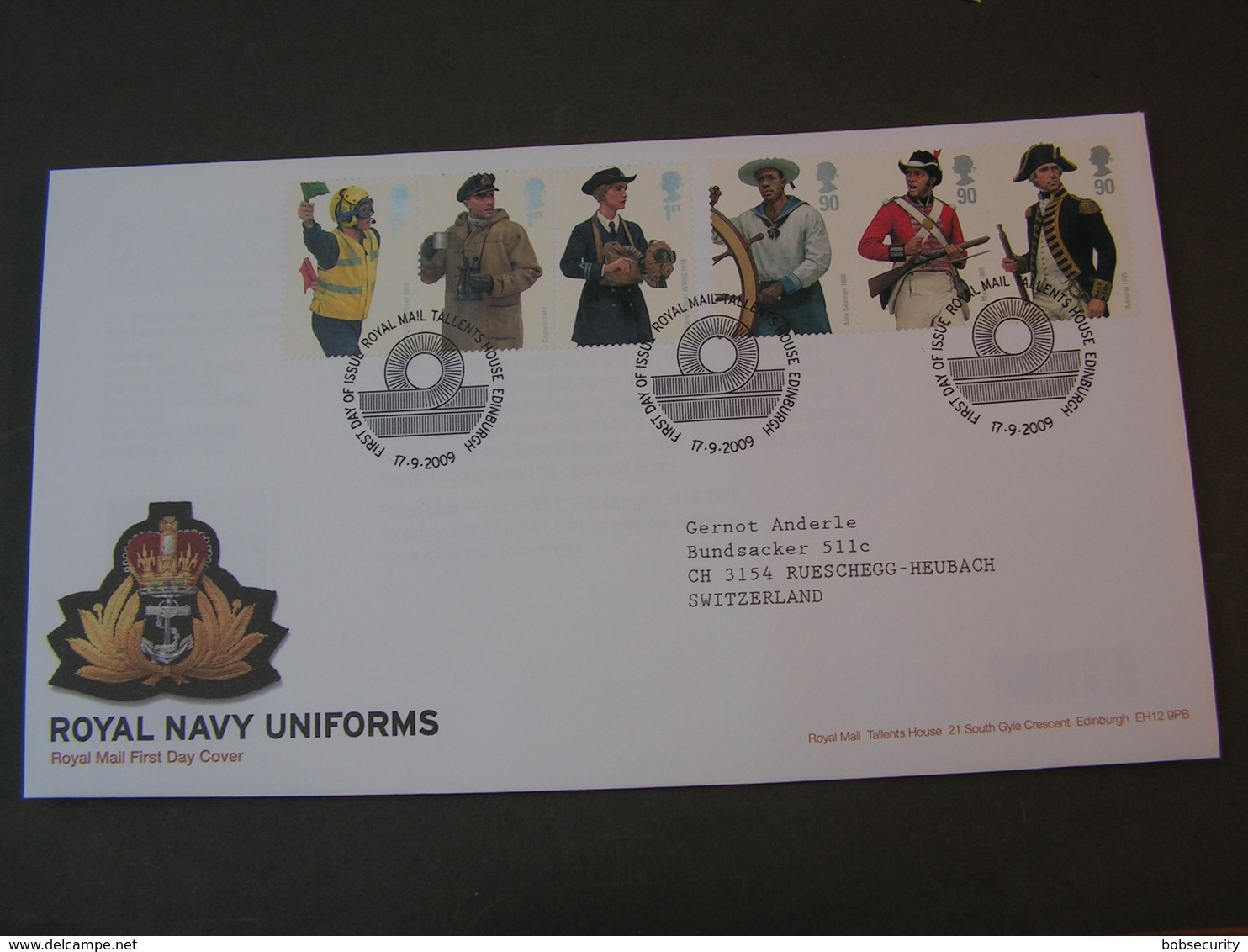 GB FDC 2009 Uniformen 2797-2802 - 2001-2010 Dezimalausgaben