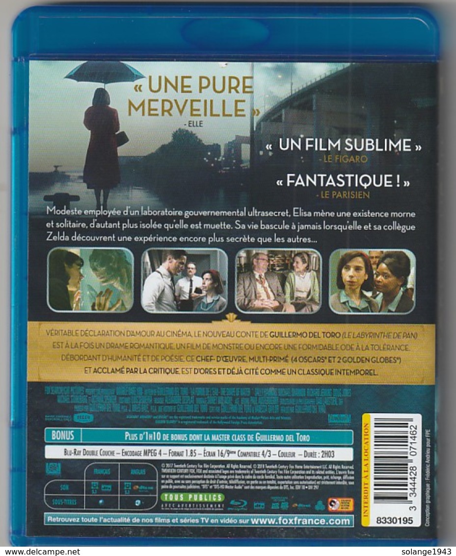 DVD  BLU RAY  LA FORME DE L EAU   Etat: TTB Port 90 Gr Ou 30 Gr - Sci-Fi, Fantasy