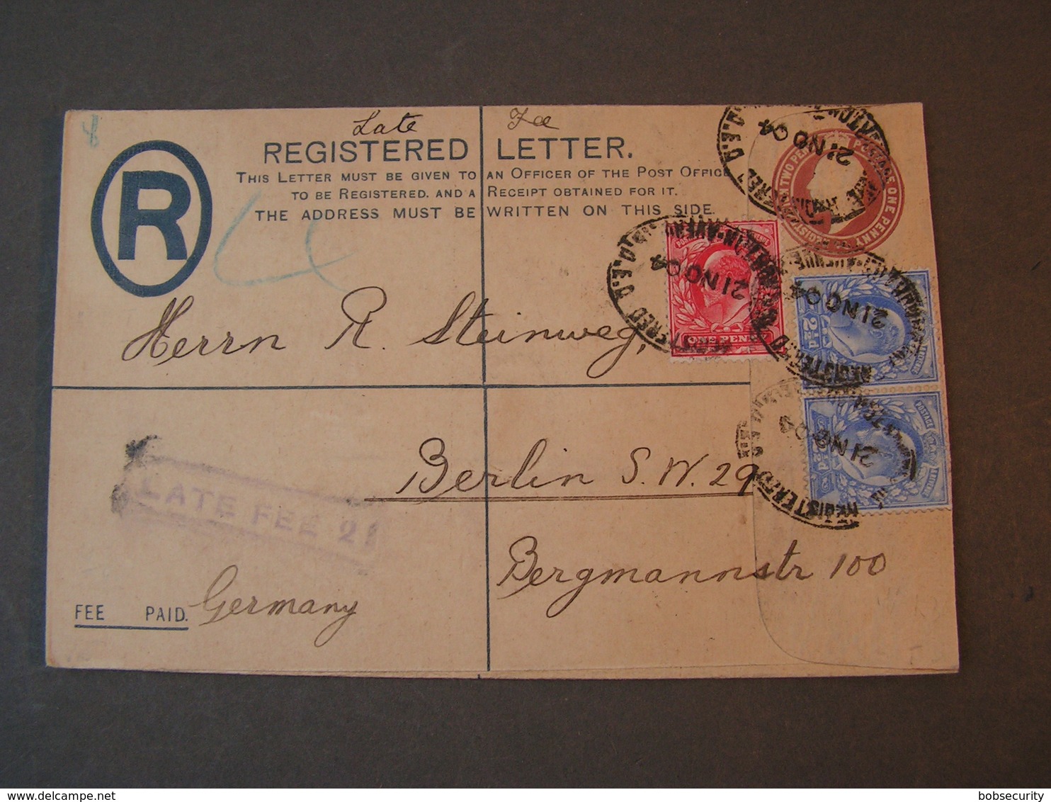 GB  Rcv. To Berlin 1904  Late Fee - Briefe U. Dokumente