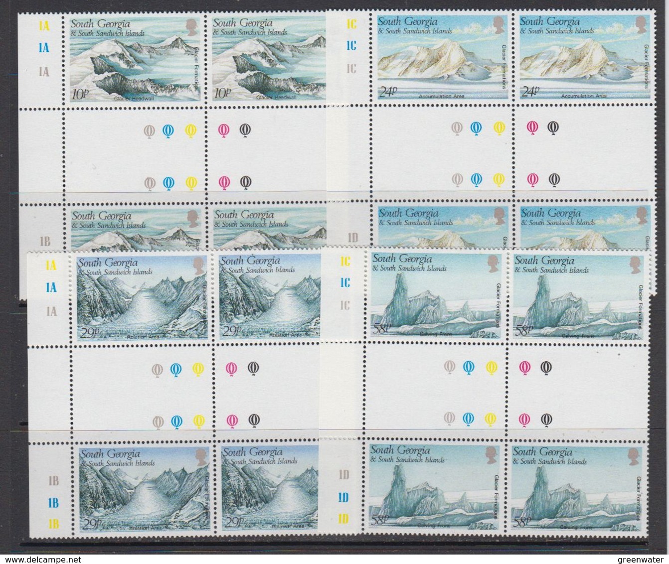 South Georgia 1989 Glacier Formations 4v 2x Gutter ** Mnh (41715) - Zuid-Georgia