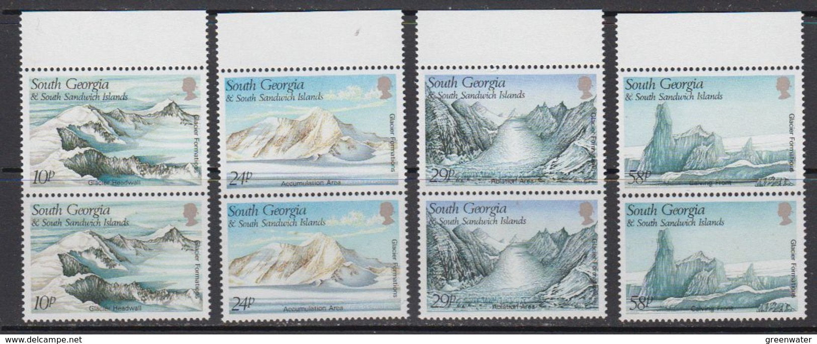South Georgia 1989 Glacier Formations 4v (pair) ** Mnh (41715B) - Zuid-Georgia