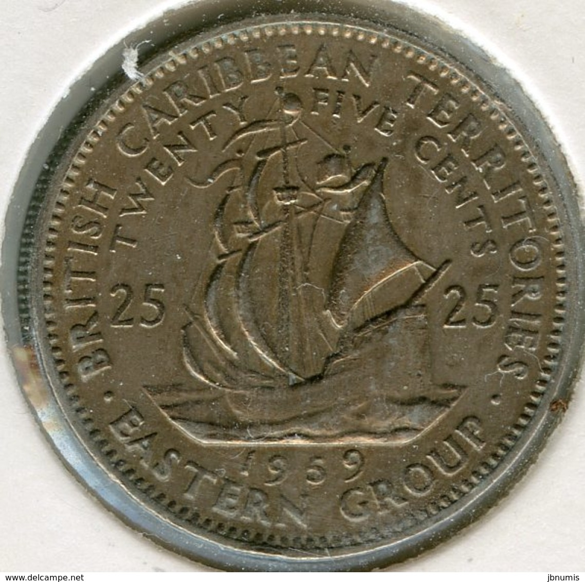 Caraïbes Orientales East Caribbean 25 Cents 1959 KM 6 - Caribe Británica (Territorios Del)