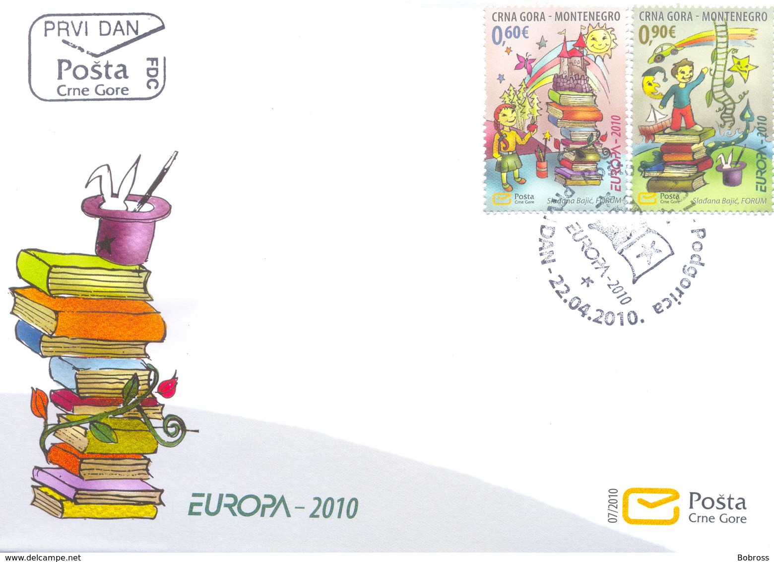 2010, FDC, EUROPA Stamps, Children's Books, Montenegro, MNH - Montenegro
