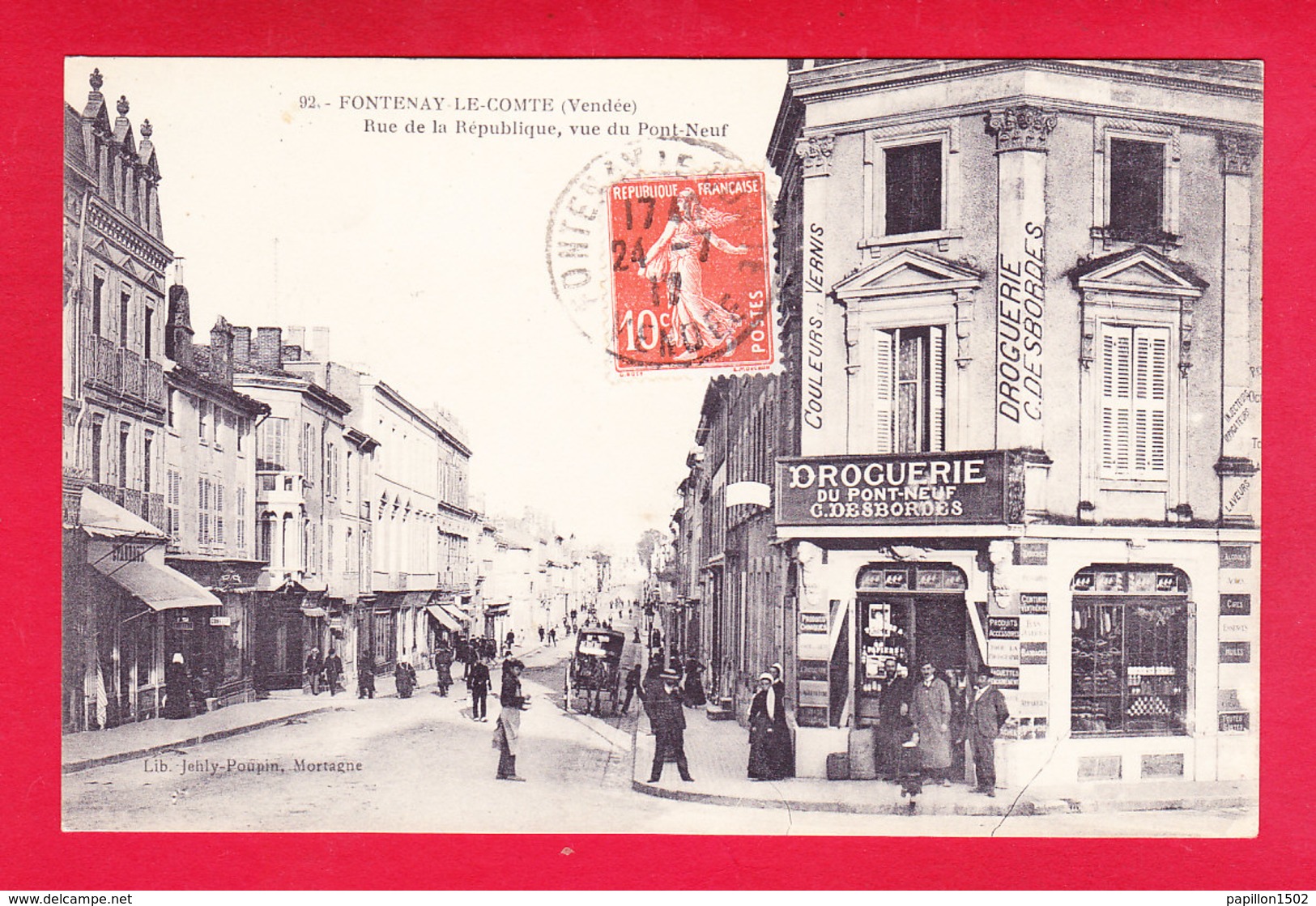 F-85-Fontenay Le Comte-95Ph46  Rue De La République, Vue Du Pont Neuf, Droguerie Du Pont Neuf, Cpa BE - Fontenay Le Comte