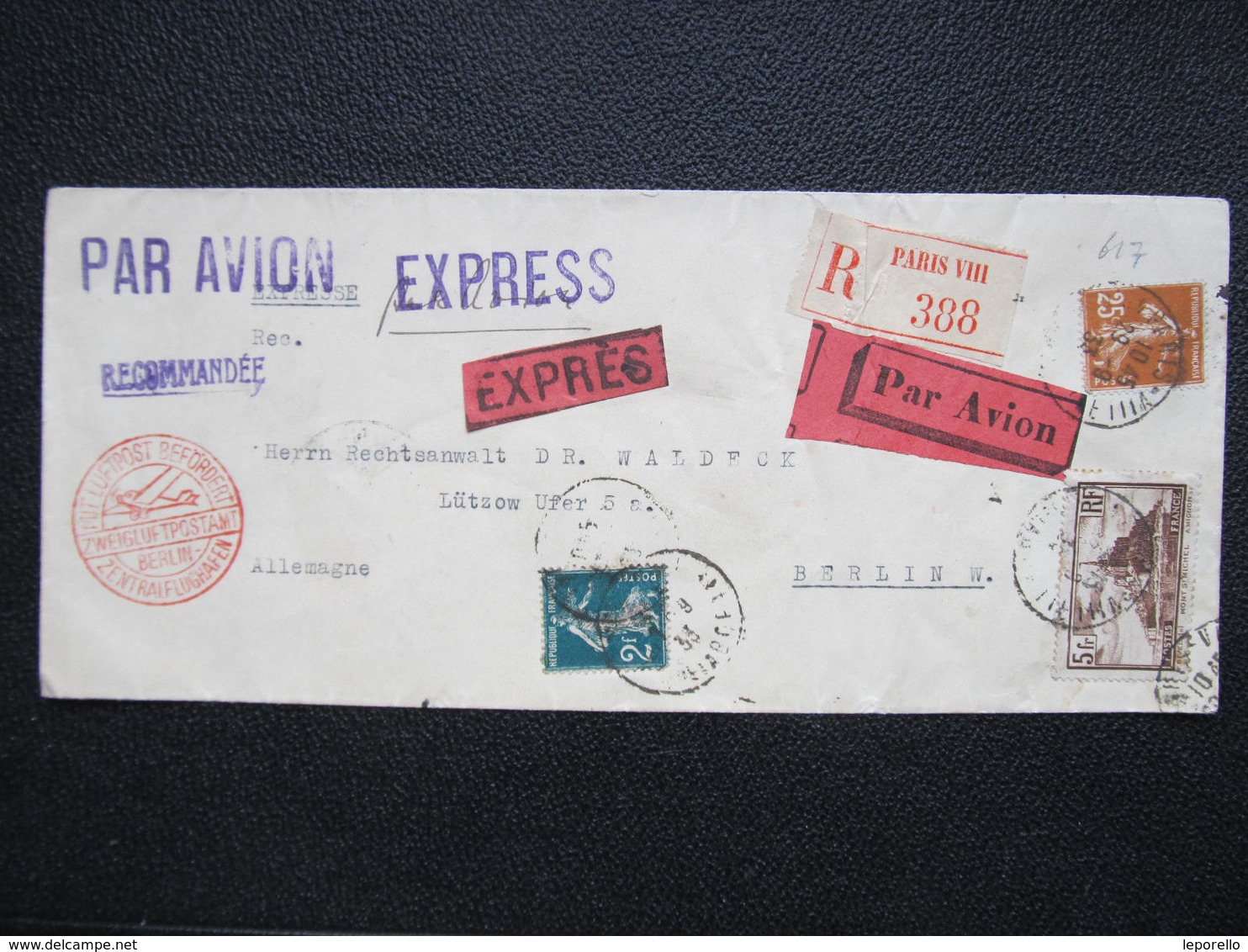 BRIEF Paris - Berlin Luftpost Express 1933  ///  D*36260 - Lettres & Documents