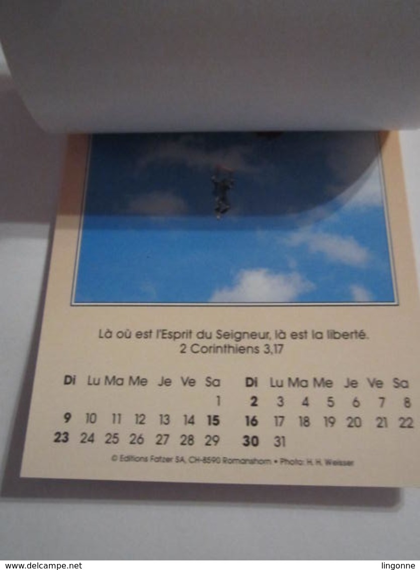 1999 PETIT CALENDRIER type post-it une feuille par mois Religion Catholique Dieu dit :.... A accrocher au Mur ou poser