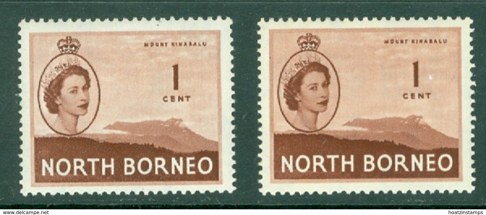 North Borneo: 1954/59   QE II - Pictorial    SG372   1c  [shades]  MH (x2) - Bornéo Du Nord (...-1963)