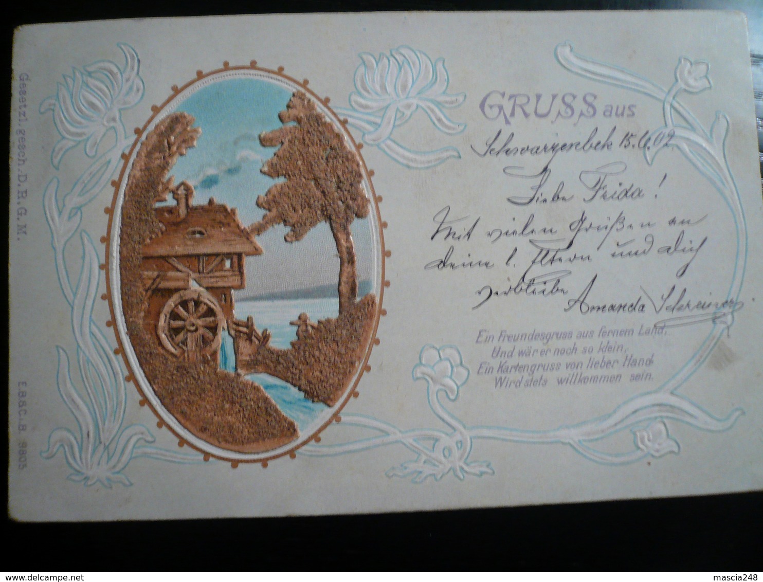 Gruss Aus Schwarzenbek " Flour Mill " Fine Embossed Used 1902 - Schwarzenbeck