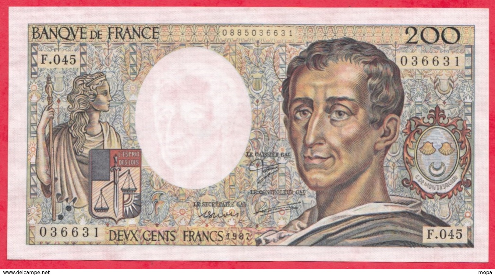 200 Francs "Montesquieu" 1984-----VF/SUP---Série ALPH .F045  ---AUCUN TROU D EPINGLE- - 200 F 1981-1994 ''Montesquieu''