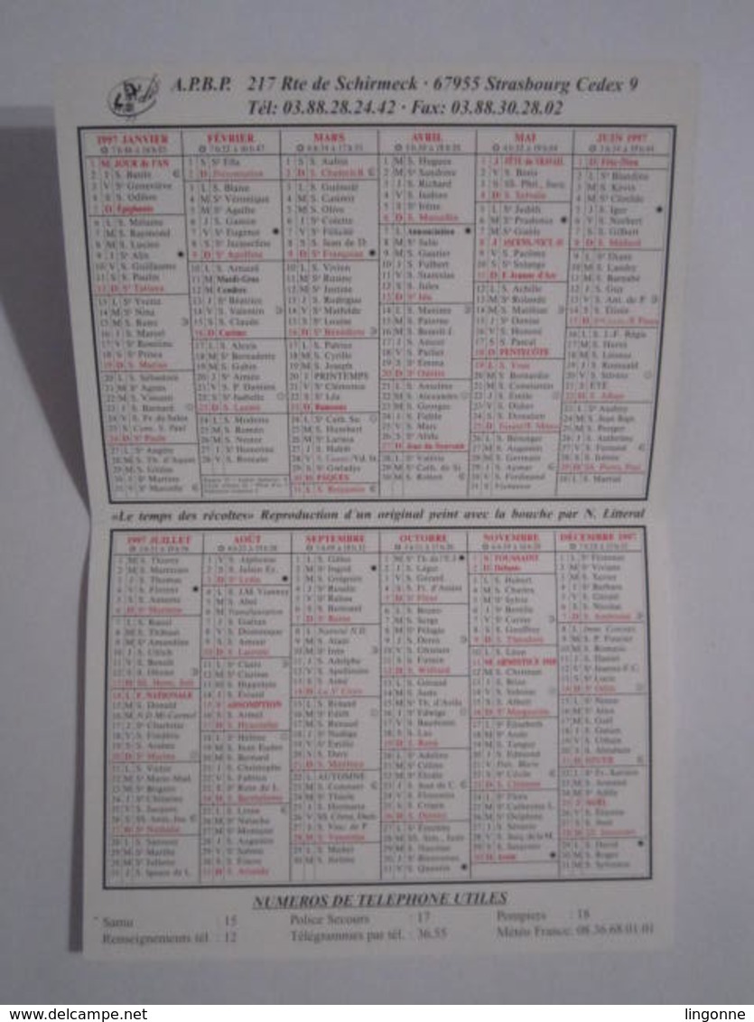 1997 PETIT CALENDRIER EN 2 VOLETS FNAIM IMMOBILIER BONNABELLE VENDRE LOUER GÉRER 54000 NANCY - Petit Format : 1991-00