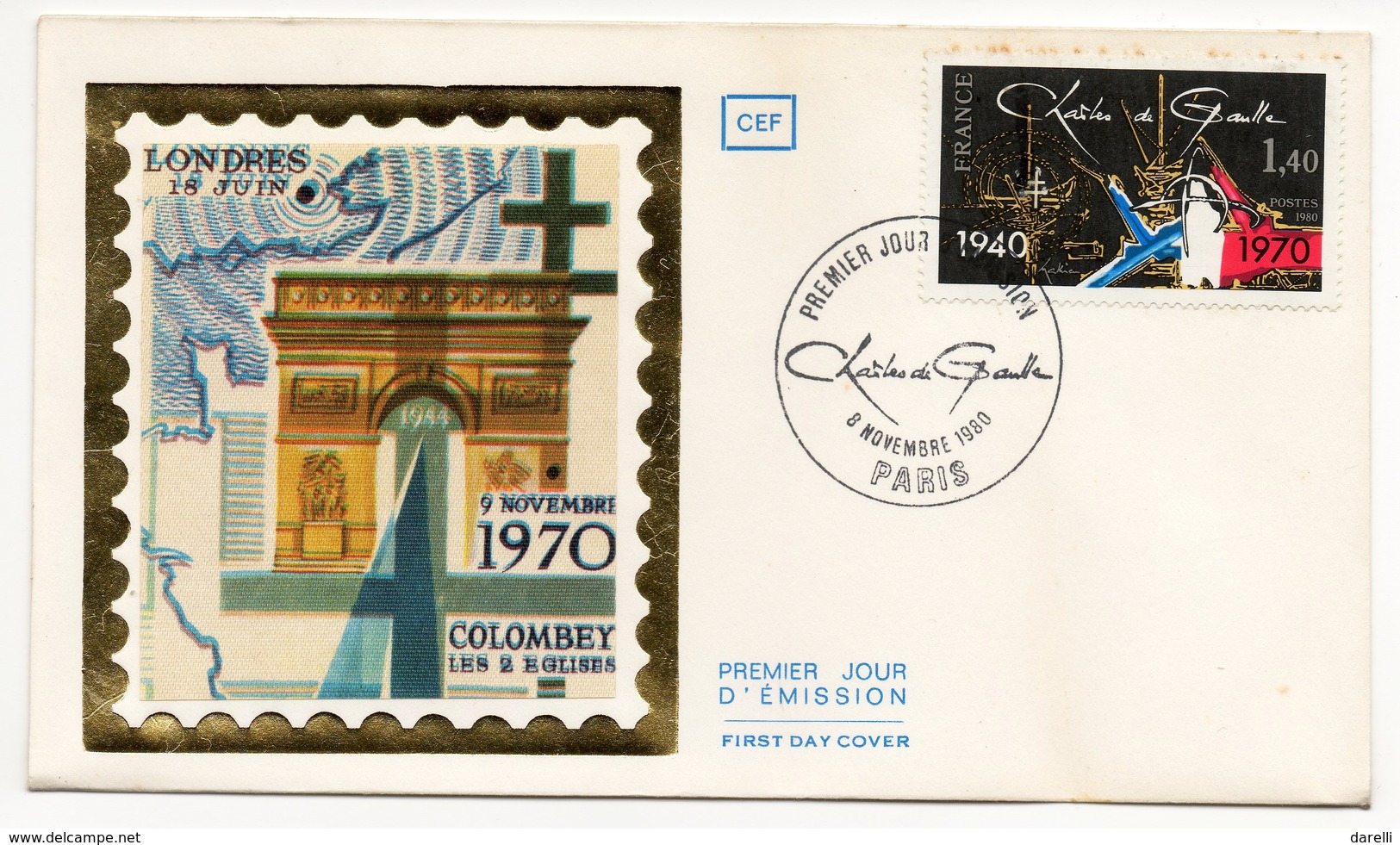 FDC France 1980 - Charles De Gaulle  - YT 2114 - Paris - 1970-1979