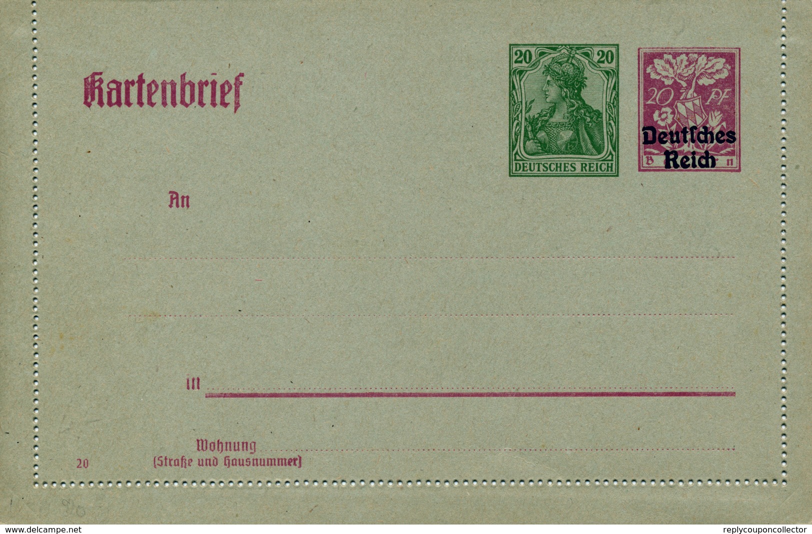 DR - 1920, Letter Card , Kartenbrief Mit Zusätzlichem Eindruck Eines Wertstempels - Sonstige & Ohne Zuordnung