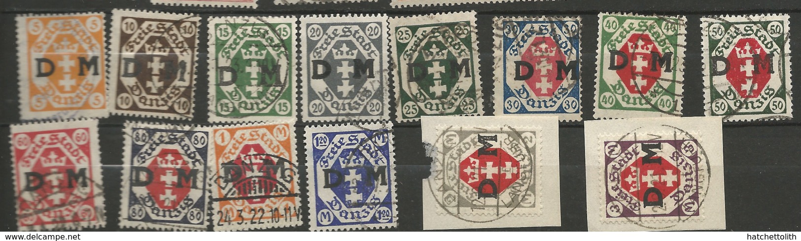 Danzig Duty Stamps 1921 Mi.Nr.: 1-14 Coat Of Arms  5 Pfg - 3 Mark Set Cancelled O - Other & Unclassified