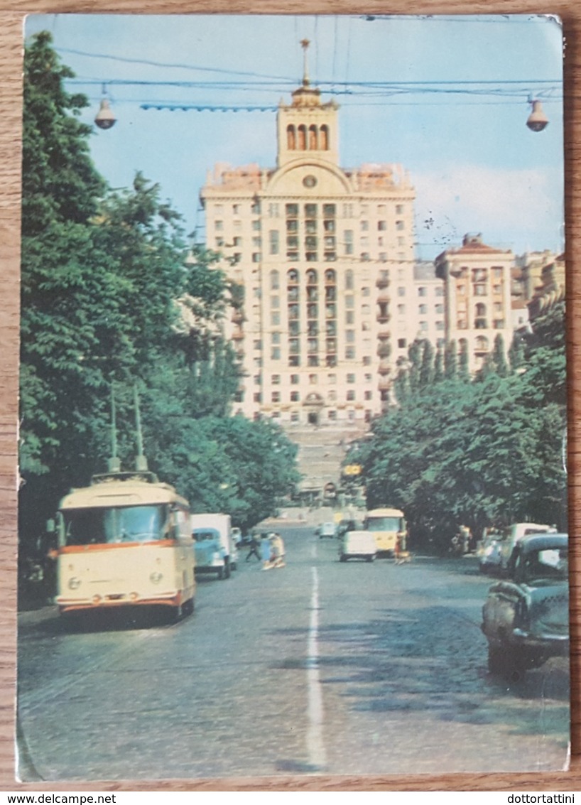 KIEV - USSR SOVIET UNION UKRAINE - Lenin Street - Rue Lenine - Bus Cars  Vg - Ucraina
