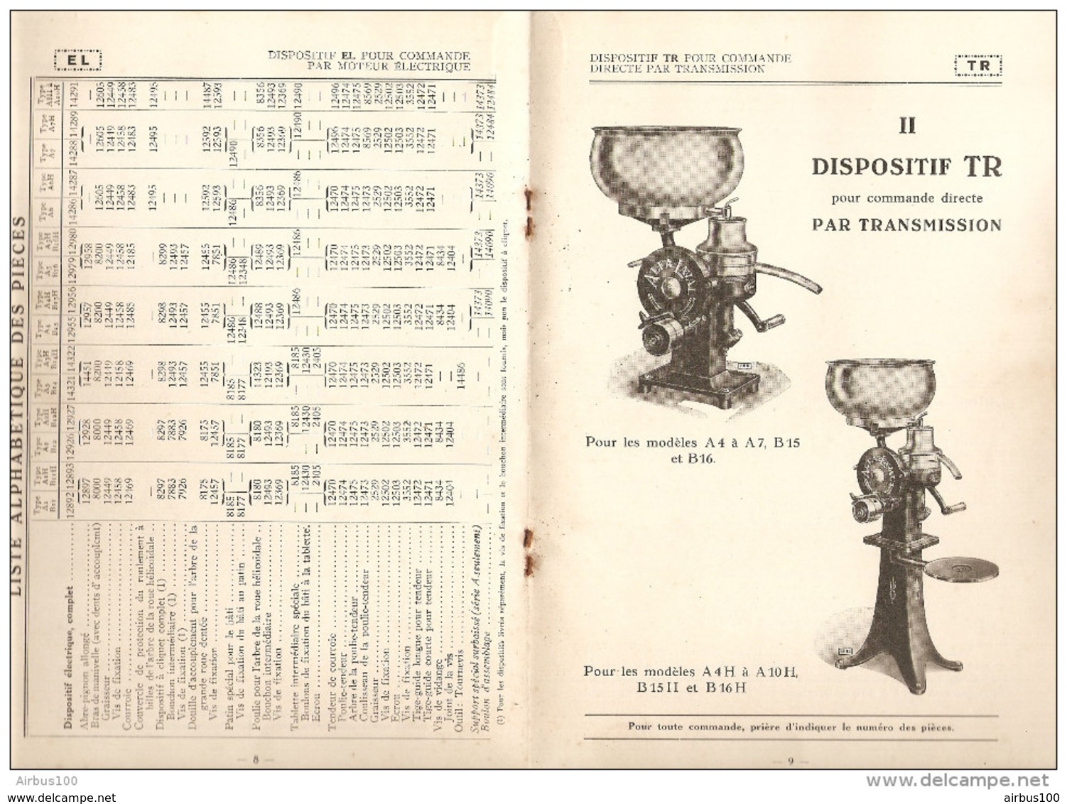 BROCHURE 20 PAGES ÉCRÉMEUSE ALFA LAVAL MODELES SÉRIES A Et B DISPOSITIF EL Et TR - 1945 - 3 Scans - - Non Classés