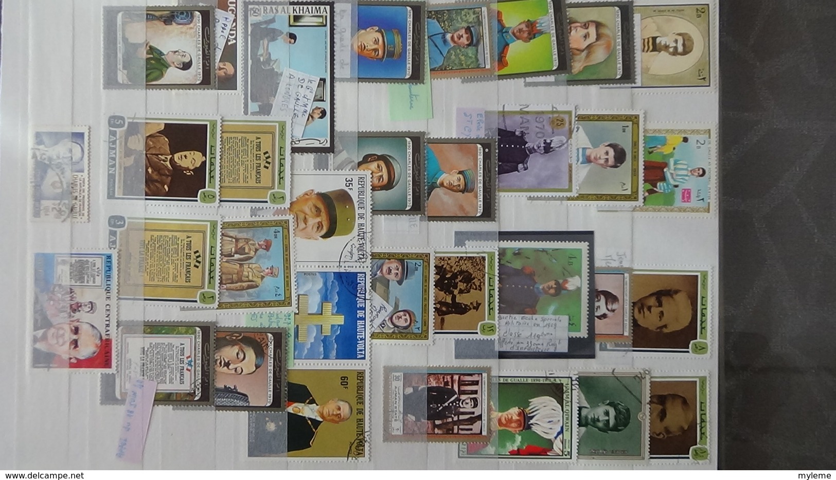 Belle thématique sur le Général De Gaulle, timbres), ND, blocs, enveloppes .... A saisir !!!