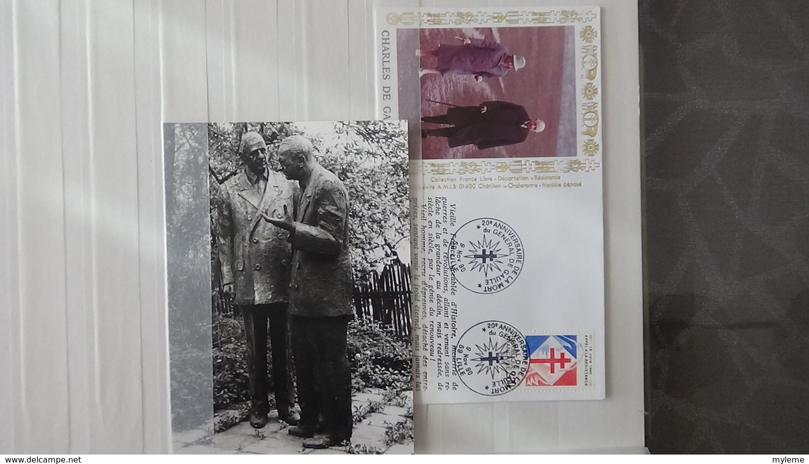 Belle thématique sur le Général De Gaulle, timbres), ND, blocs, enveloppes .... A saisir !!!