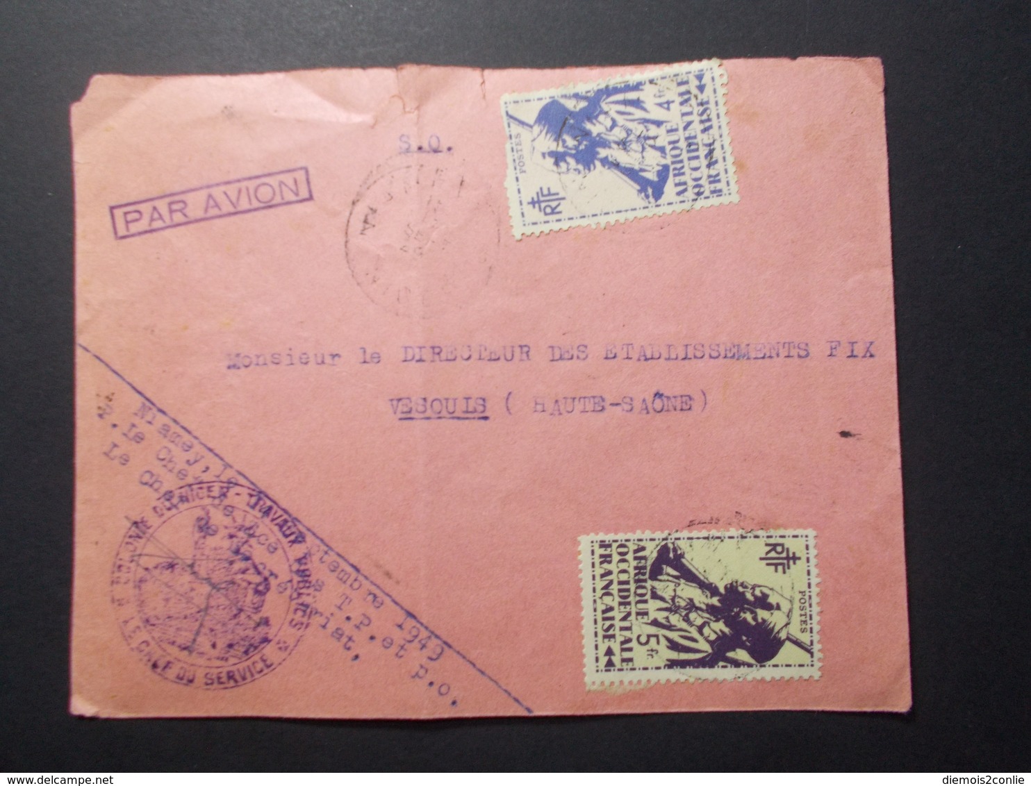 Marcophilie  Cachet Lettre Obliteration Timbres - AOF Cachet Colonie Du Niger 1949 (2209) - Lettres & Documents