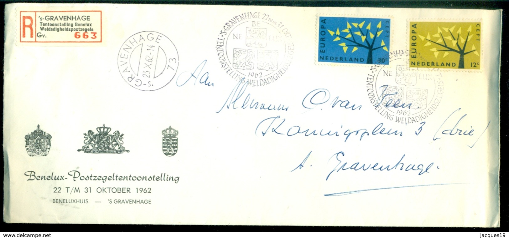 Nederland 1962 Speciale Aangetekende Envelop Benelux-Postzegeltentoonstelling Met NVPH 777-778 - Lettres & Documents