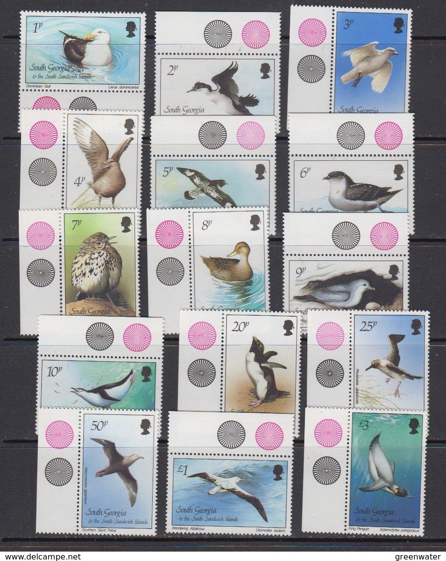 South Georgia 1987 Definitives / Birds 15v  (+margin) ** Mnh (41717) - South Georgia