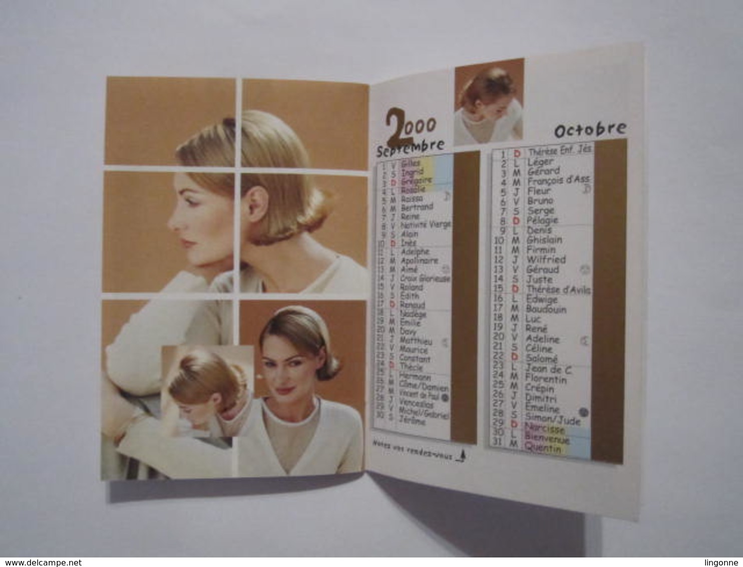 2000 PETIT CALENDRIER AGENDA COIFFURE PARFUMERIE SALON A FEMINA LANGRES (52)