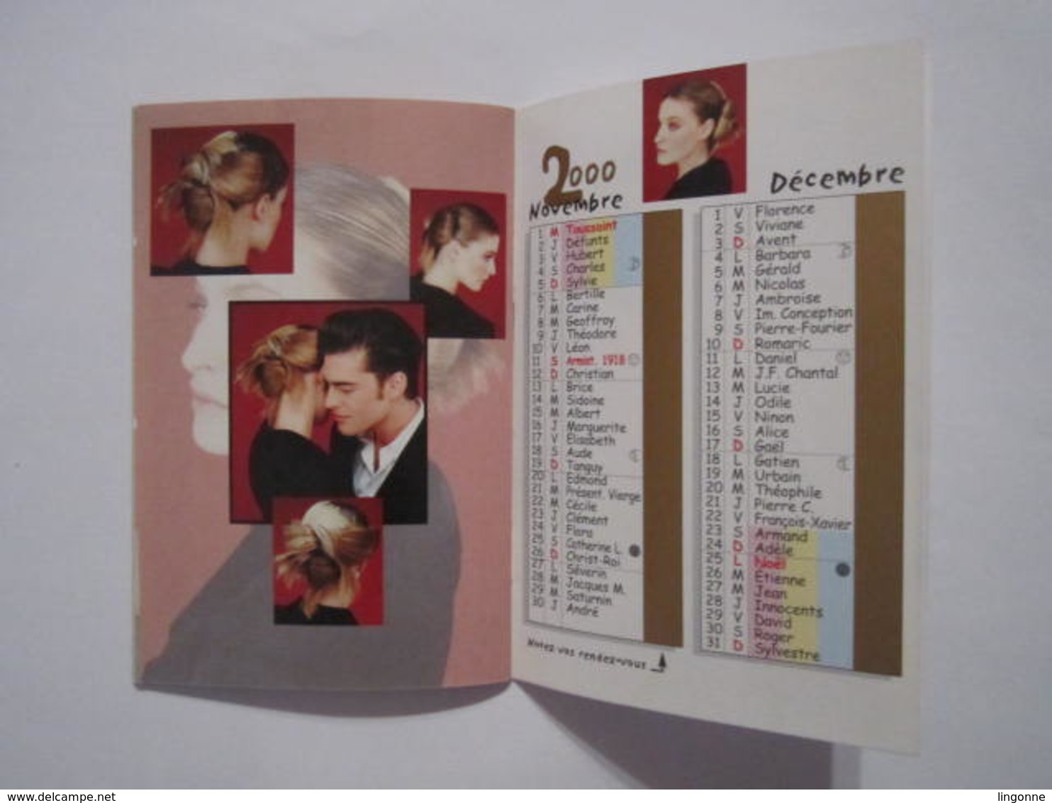 2000 PETIT CALENDRIER AGENDA COIFFURE PARFUMERIE SALON A FEMINA LANGRES (52)