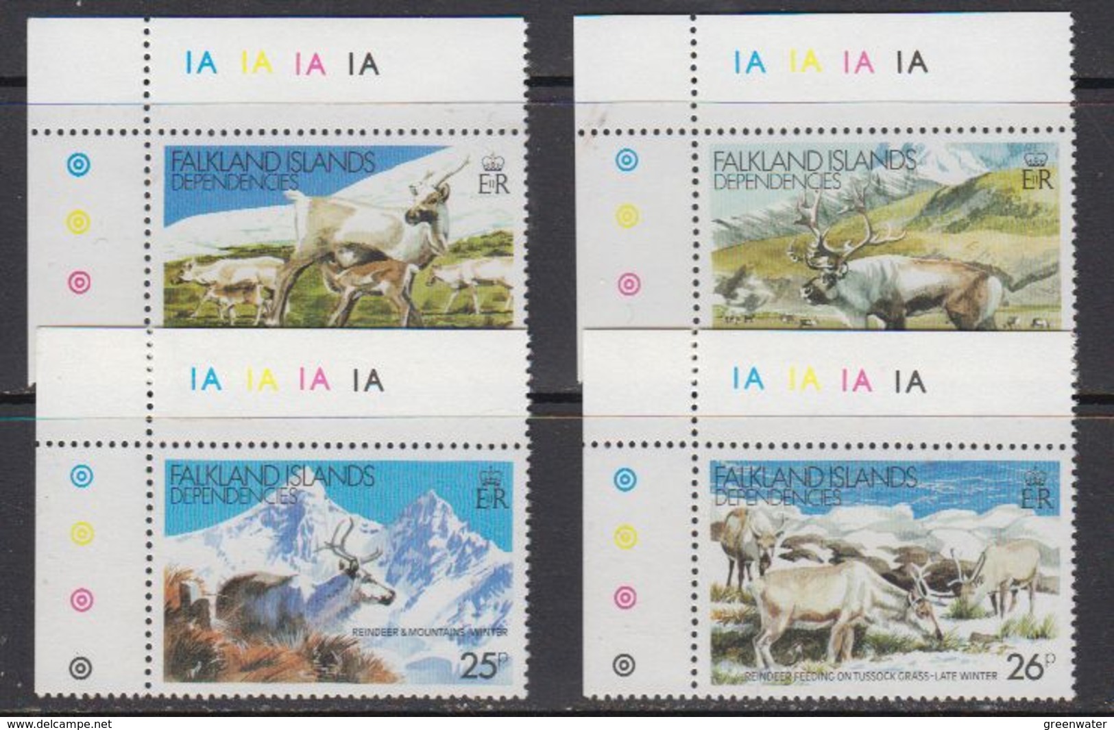 Falkland Islands Dependencies (FID) 1982 Reindeer 4v (corner) ** Mnh (41718A) - Zuid-Georgia