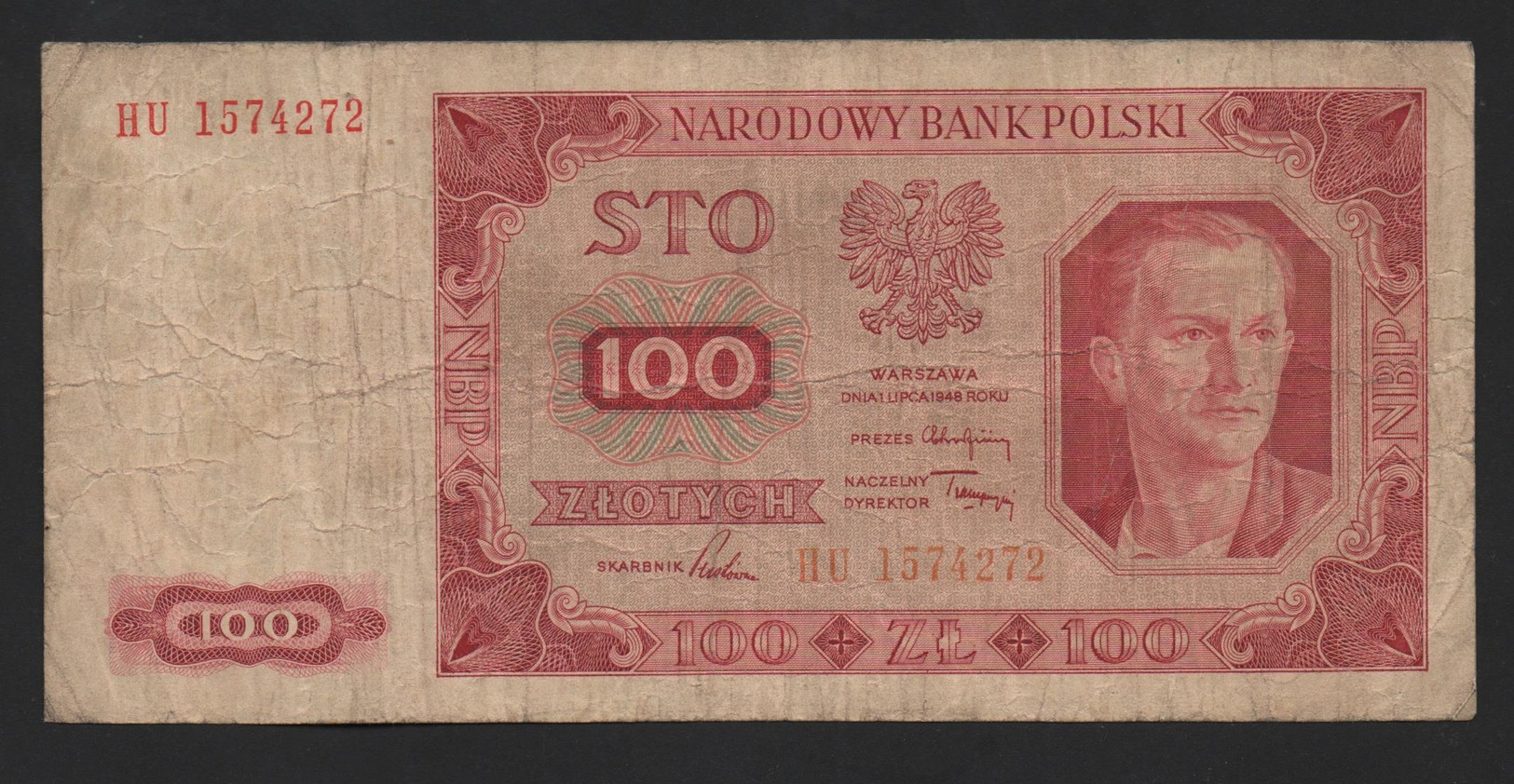 Polonia   100 Zloty P-139a.4 - 1948 Circolato - Pologne