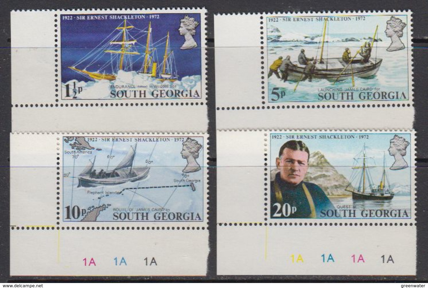 South Georgia 1972 50th Death Ann. Anniversary Of Sir Ernest Schackleton 4v (corners) ** Mnh (41719A) - Zuid-Georgia