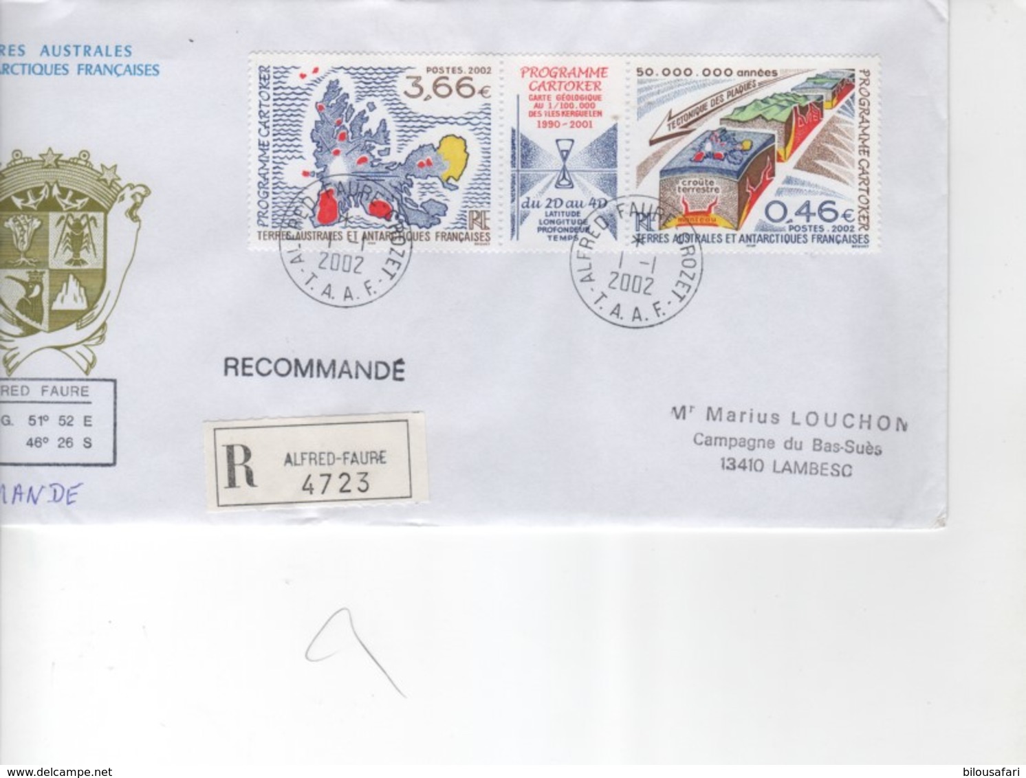 (TAAF) > 2002-09 ---LR N°336/37 CROZET 01-01-2002 - Storia Postale