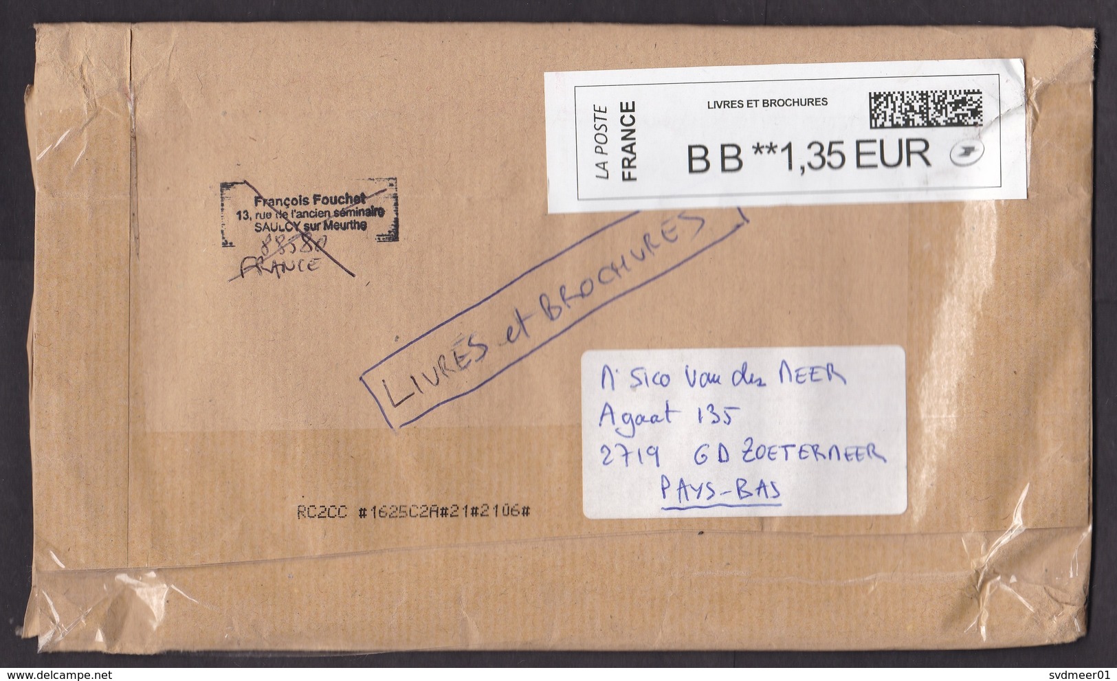 France: Cover To Netherlands, 2019, ATM Machine Label, Special Rate Livres Et Brochures, BB, 1,35 (minor Damage) - Covers & Documents