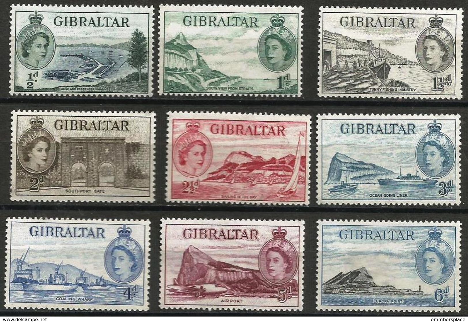 Gibraltar  - 1953 QEII Definitives  MNH **   Sc 132-40 - Gibraltar