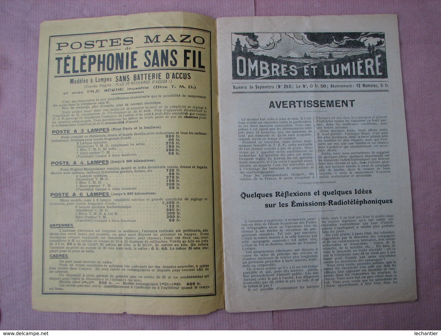 Ombres Et Lumiére 1923 Magnifique Catalogue 32 Pages 175X270 MAZO Bld St. Martin Paris TBE - Matériel & Accessoires