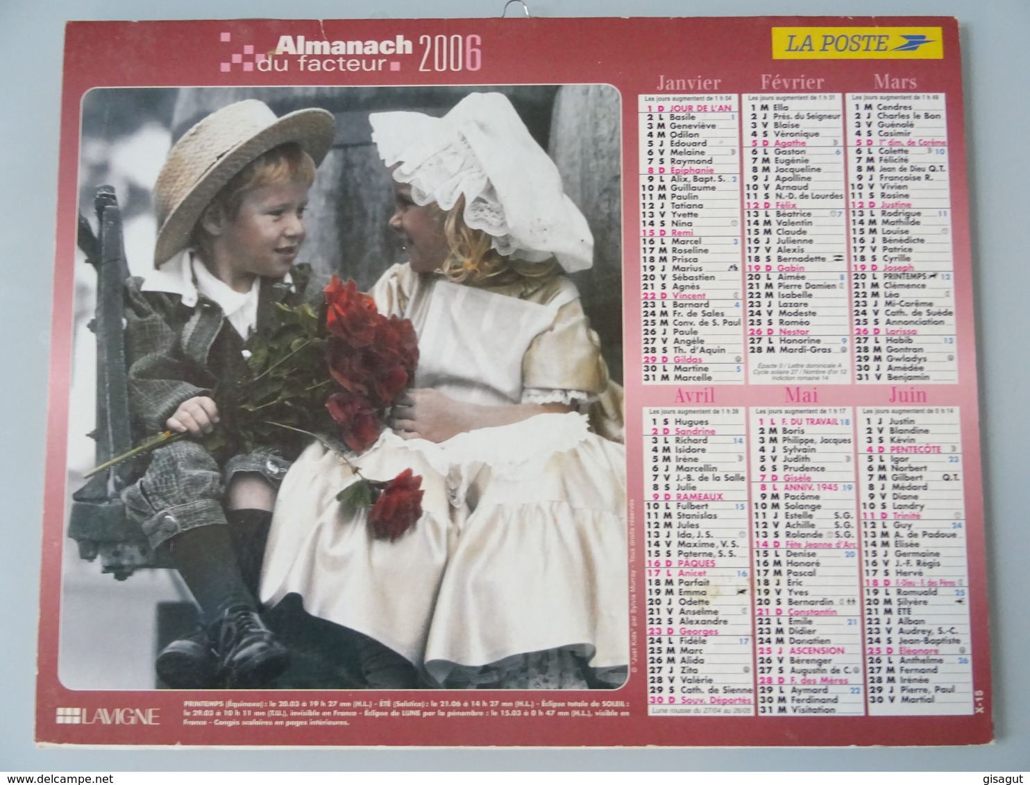 Almanach Du Facteur 2006 Recto  Couple D'enfantst Verso Couple D'enfants - Grand Format : 2001-...