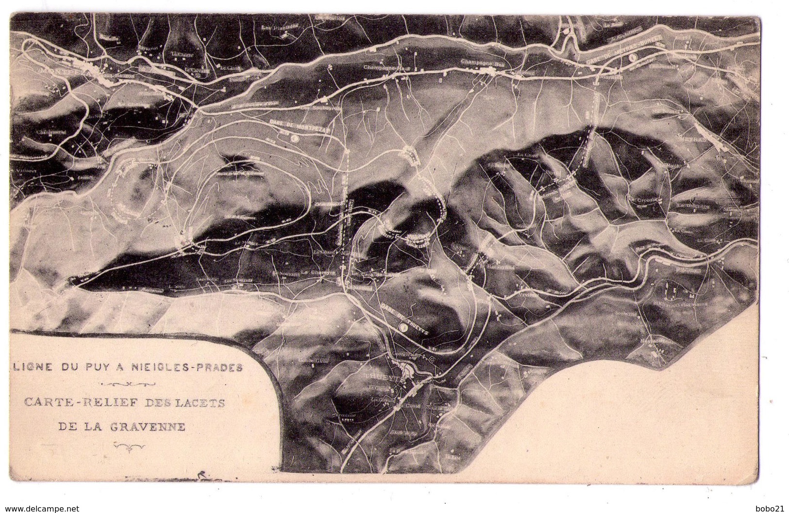 4010 -  ( 63 ) - Ligne Du Puy à Niègles--Prades - Carte Relief Des Lacets De La Gravenne - - Autres & Non Classés