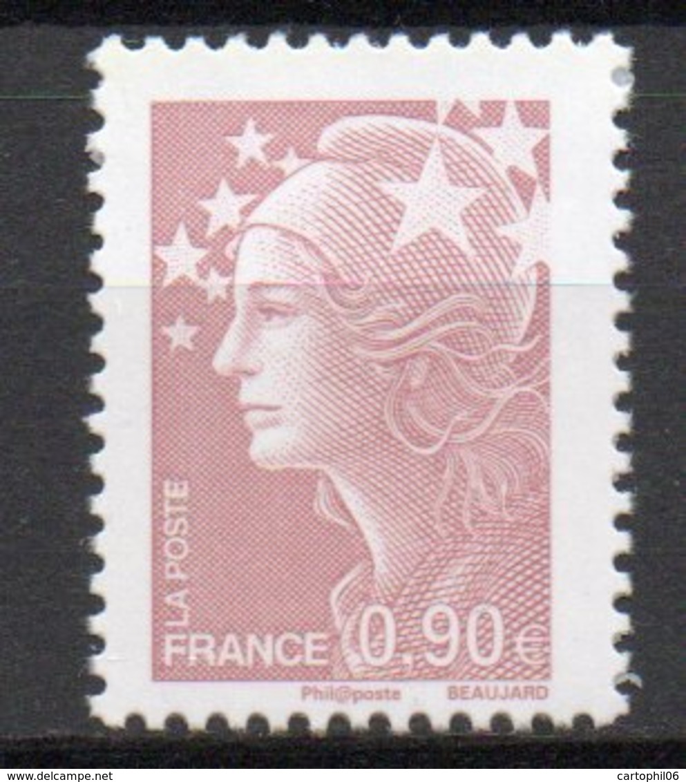 - FRANCE Variété 4259f ** - 0,90 € Lilas-brun Marianne De Beaujard 2009 - 2 BANDES DE PHOSPHORE A GAUCHE - Cote 15 EUR - - Neufs